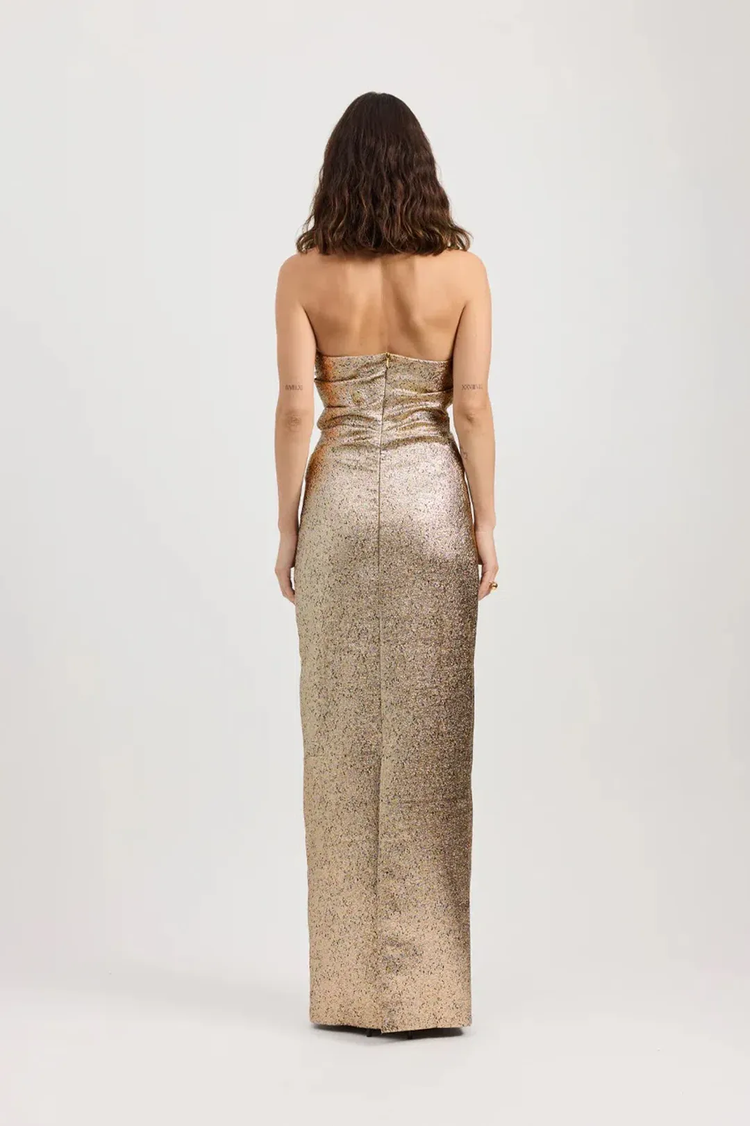 Tojha Tacoma Dress in Metallic Champagne; size 8 for rent on The Volte - main image