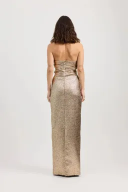 Tojha Tacoma Dress in Metallic Champagne; size 8 for rent on The Volte - image 3