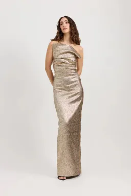 Tojha Tacoma Dress in Metallic Champagne; size 12 for rent on The Volte - image 1