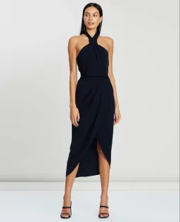 Shona Joy Knot Dress NAVY 12 for rent on The Volte - image 1