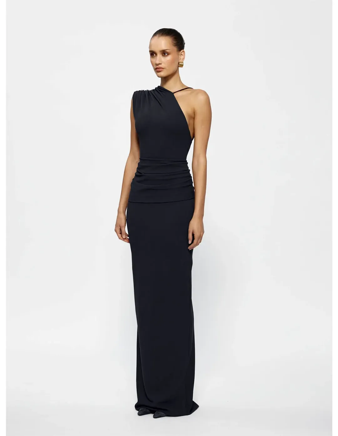 Effie Kats Greer One Shoulder Floor Length Gown Grey Size 8 for rent on The Volte - main image