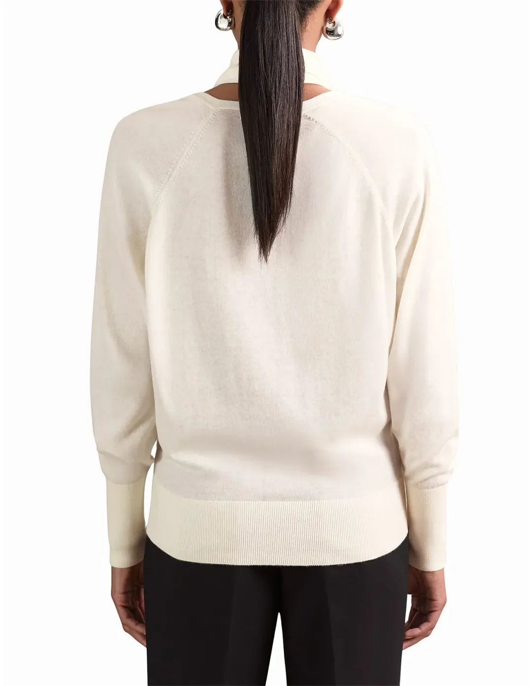 Reiss Alexis Tie Long Sleeve Top Cream Size 8 for rent on The Volte - main image