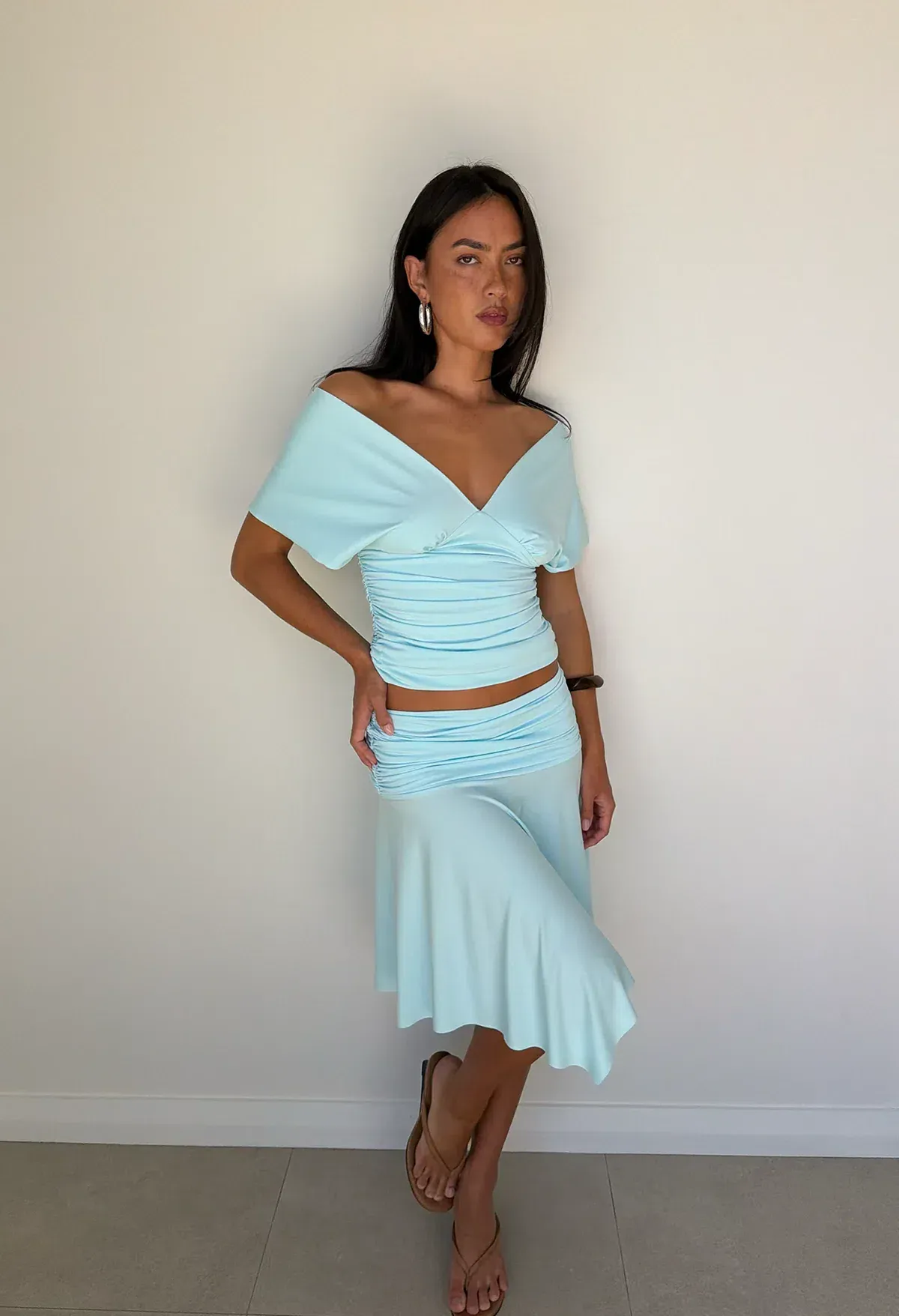 Hntr the Label Andi Set Top and Skirt Set in Aqua Blue Size XS / AU 6 for rent on The Volte - main image