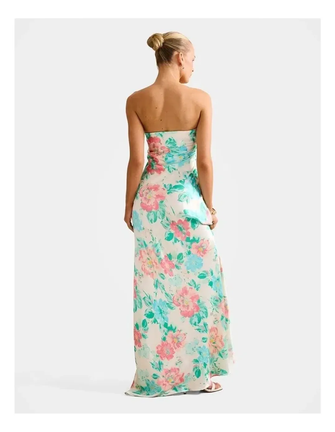 Forever New Kai Strapless Satin Maxi Dress in Fable Floral for rent on The Volte - main image