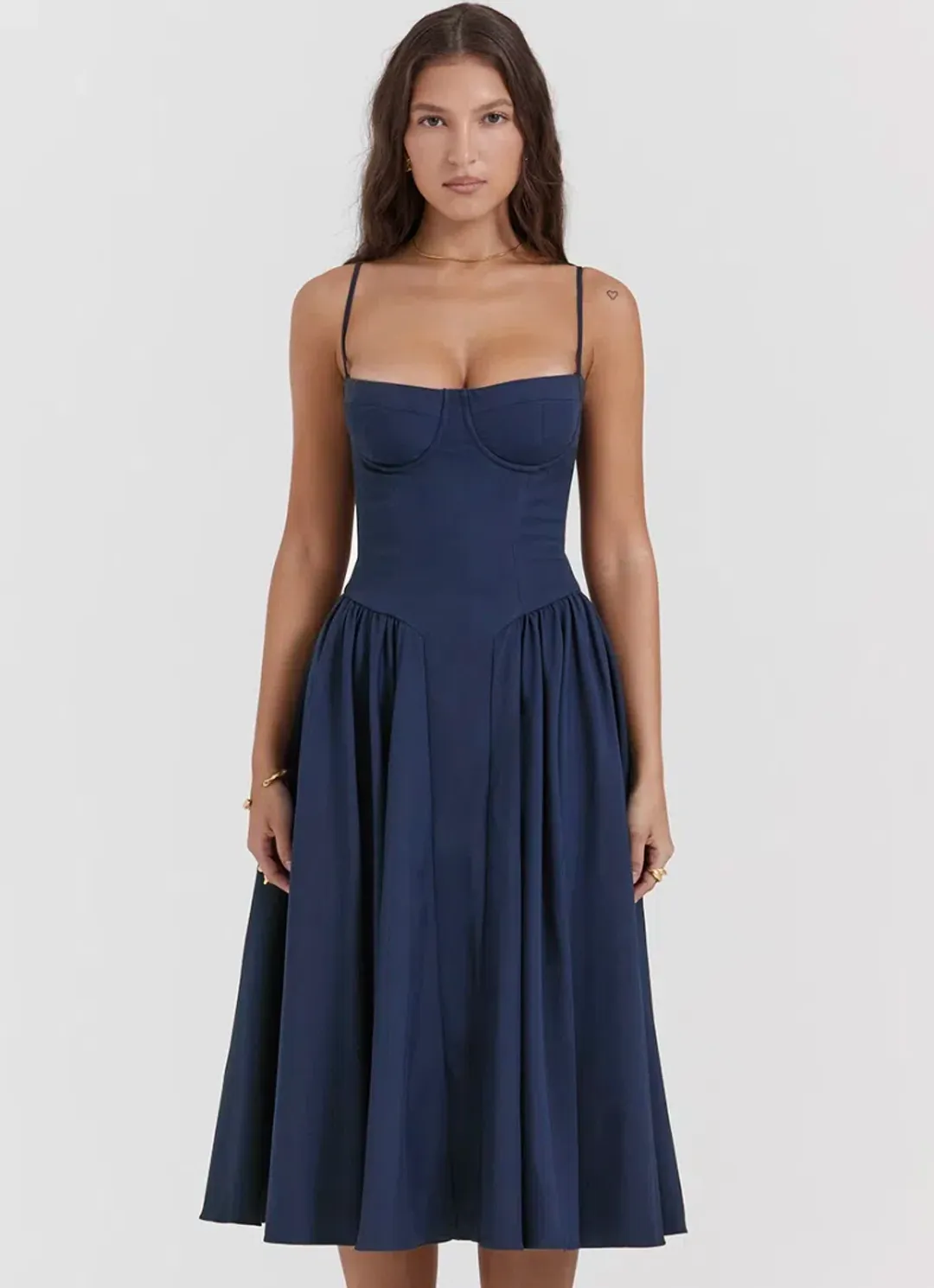 House of CB Samaria French Navy Corset Sundress Size S Regular Cup  for rent on The Volte - main image