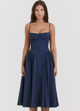 House of CB Samaria French Navy Corset Sundress Size S Regular Cup  for rent on The Volte - image 1