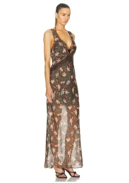 SIR THE LABEL - Avellino Lace Layered Dress Chocolate Fiore Print: Size 3 / AU 12 for rent on The Volte - image 2