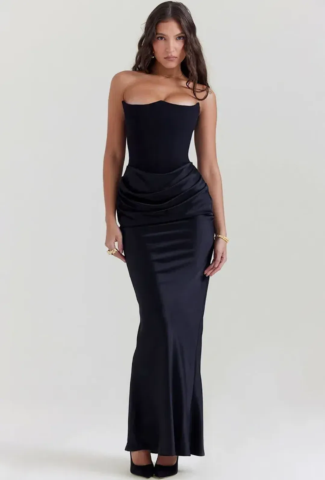 House of CB Persephone Strapless Corset Dress Black Size XS for rent on The Volte - main image