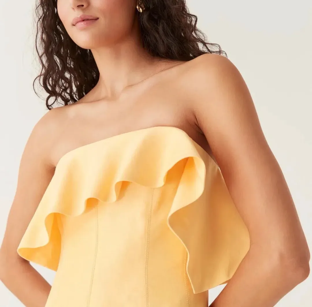AJE shallows gown marigold yellow for rent on The Volte - main image