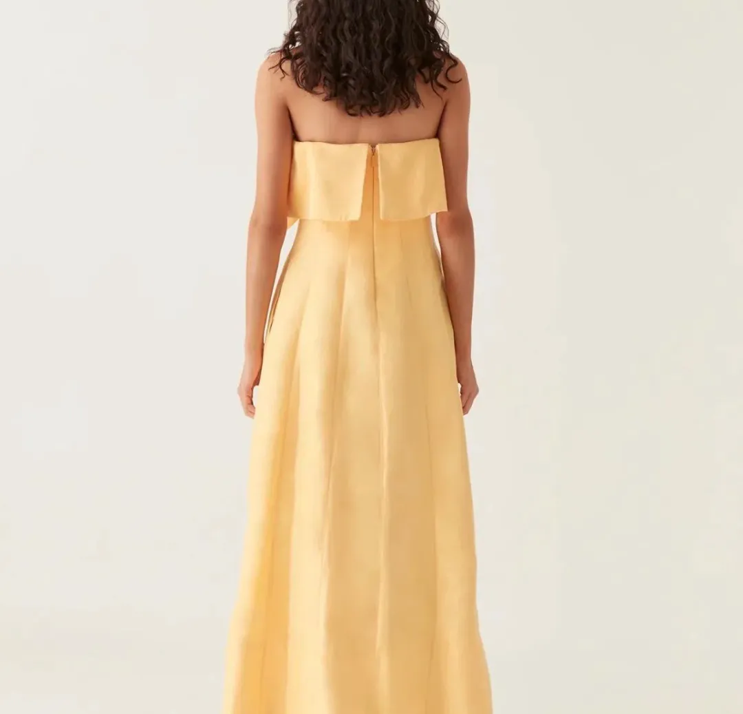 AJE shallows gown marigold yellow for rent on The Volte - main image