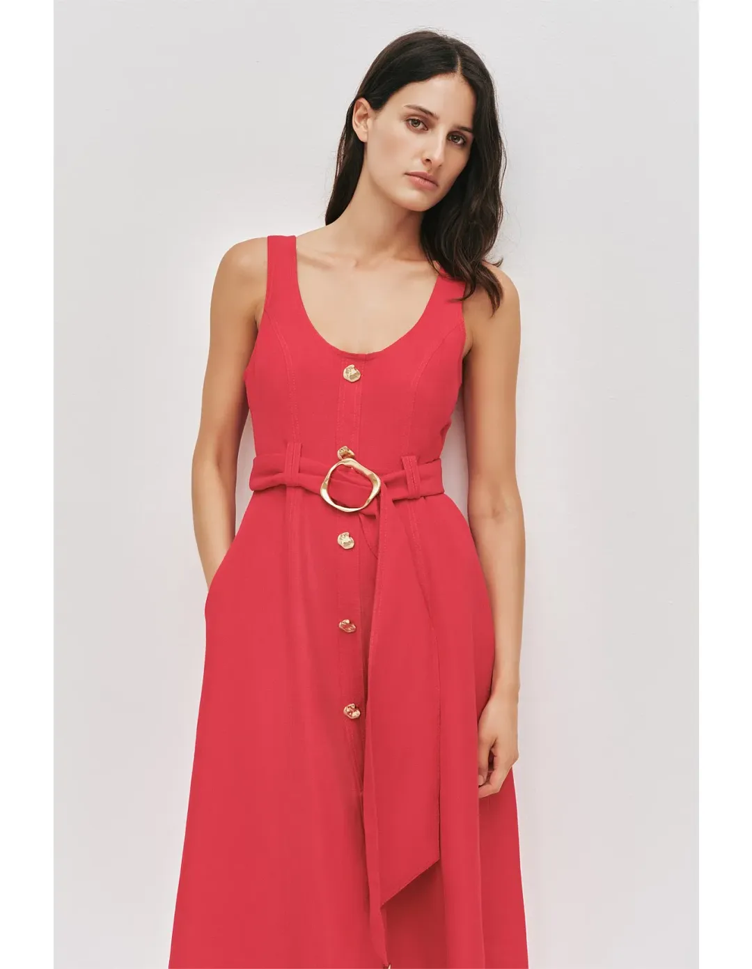 Aje Leonie Midi Dress Red Size 8 for rent on The Volte - main image