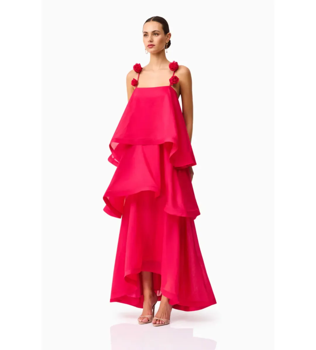 Elliatt Thalia Tiered Gown in Pink Size AU10 for rent on The Volte - main image
