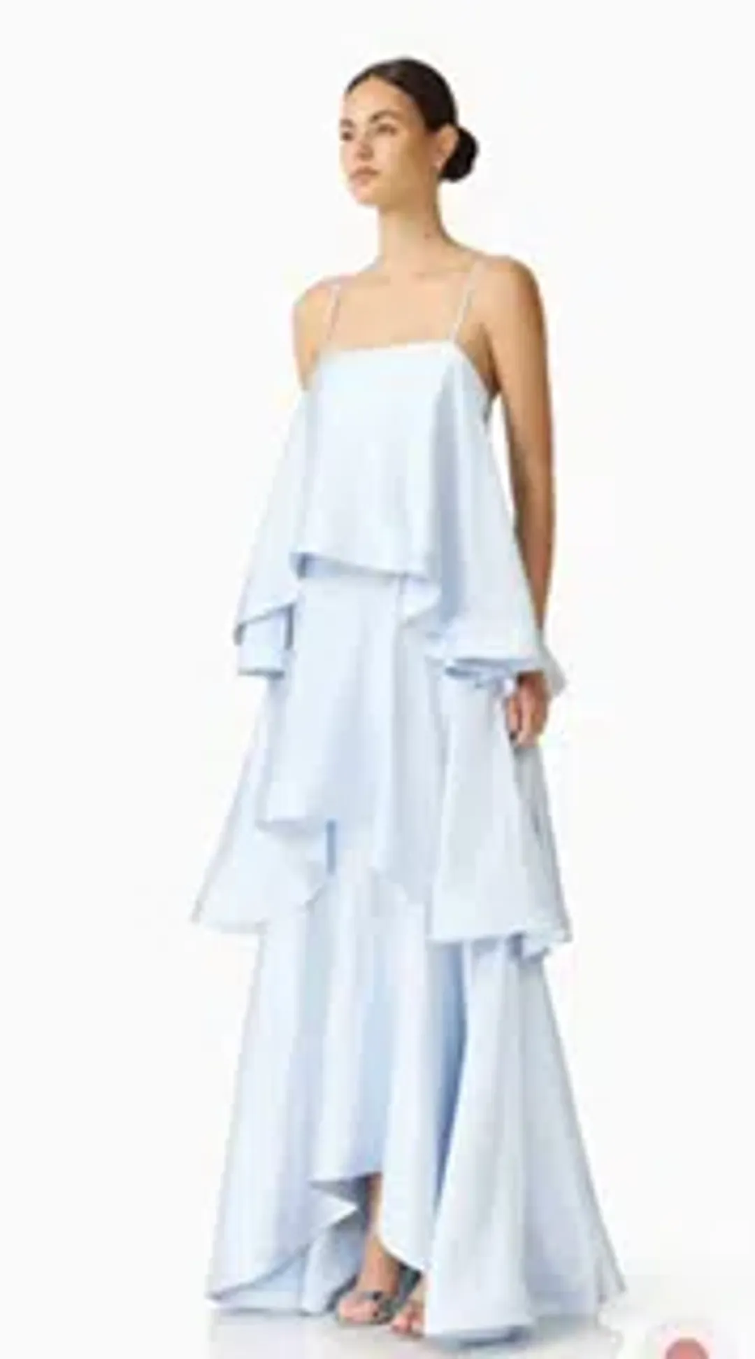Tilly Tiered Maxi Dress in Pale Blue Size S for rent on The Volte - main image