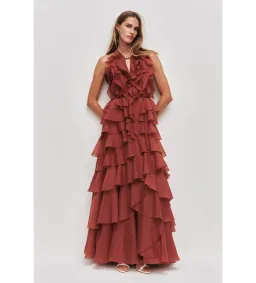 Aje Cleo Gown in Rust Size AU12 for rent on The Volte - image 1