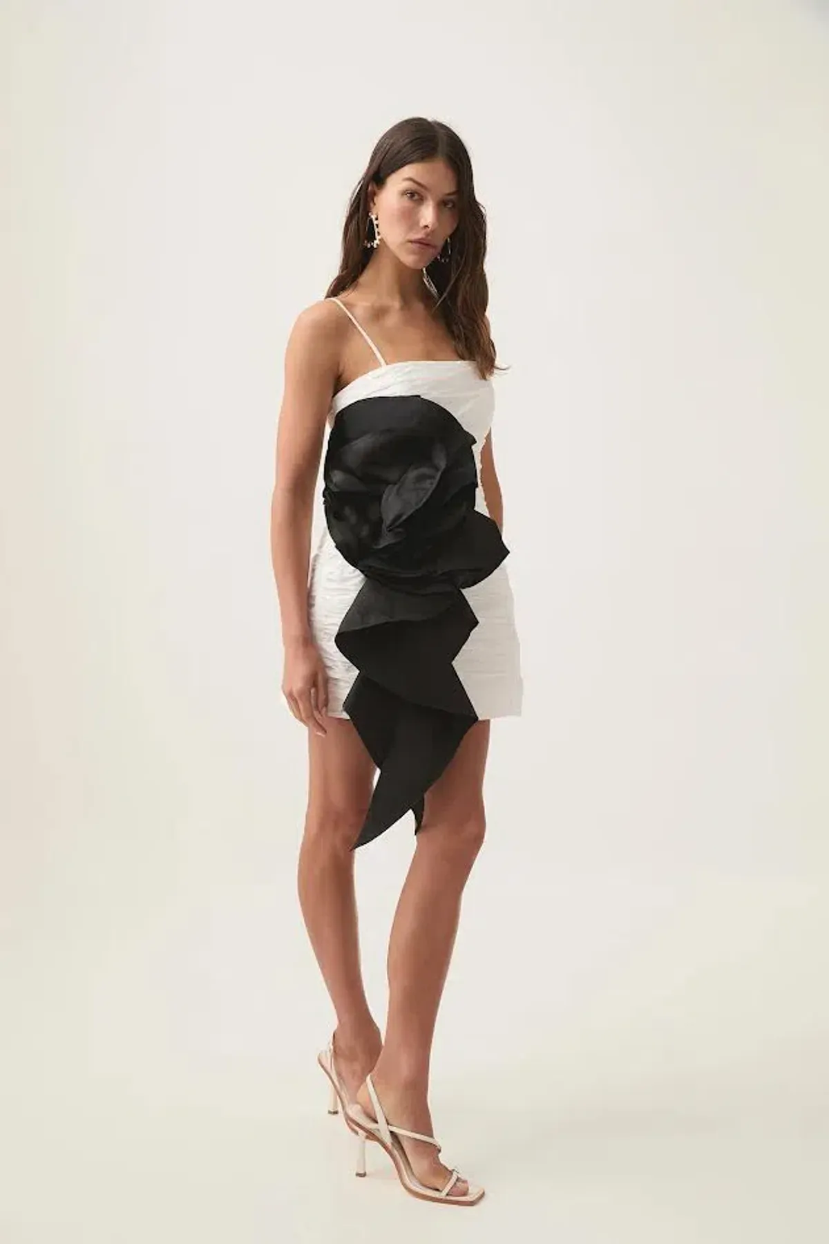 Aje Potion Spiral Mini Dress in Ivory/Black Size AU8 for rent on The Volte - main image