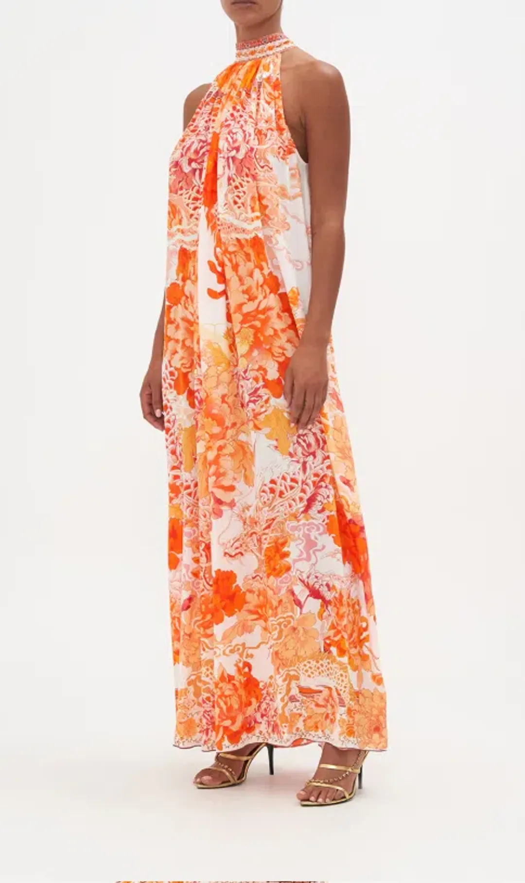 Camilla Tie neck long dress Dragon mother for rent on The Volte - main image