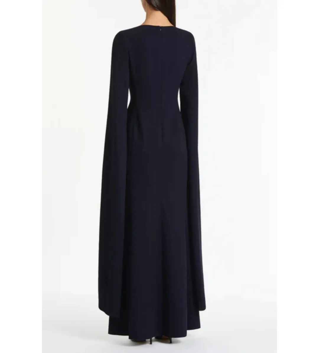 Carla Zampatti Crepe Celebration Sleeve Gown in Navy Size AU8 for rent on The Volte - main image