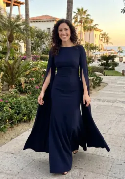 Carla Zampatti Crepe Celebration Sleeve Gown in Navy Size AU8 for rent on The Volte - image 1