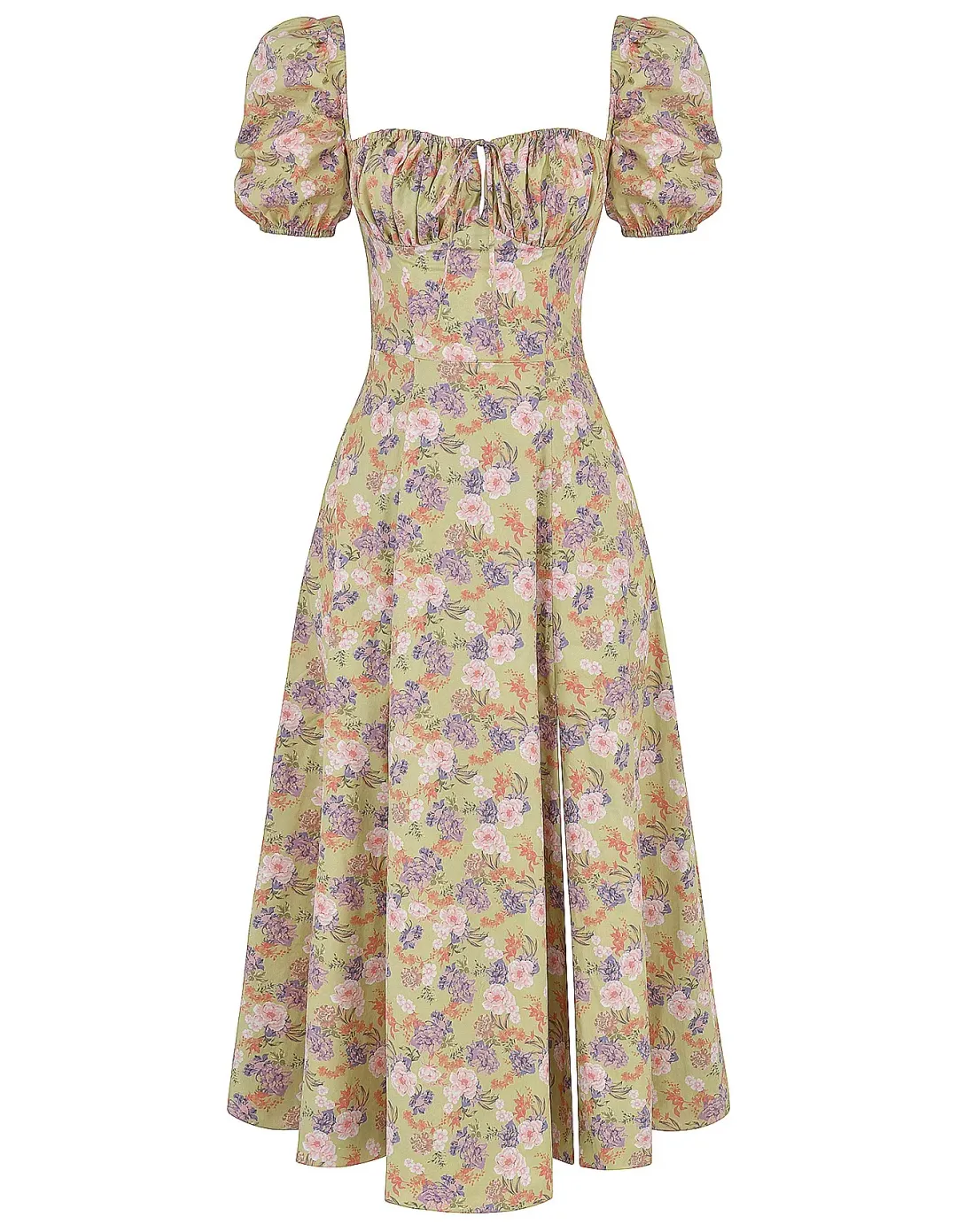 House Of Cb Tallulah Print Puff Sleeve Midi Sundress Peony Size 6 for rent on The Volte - main image