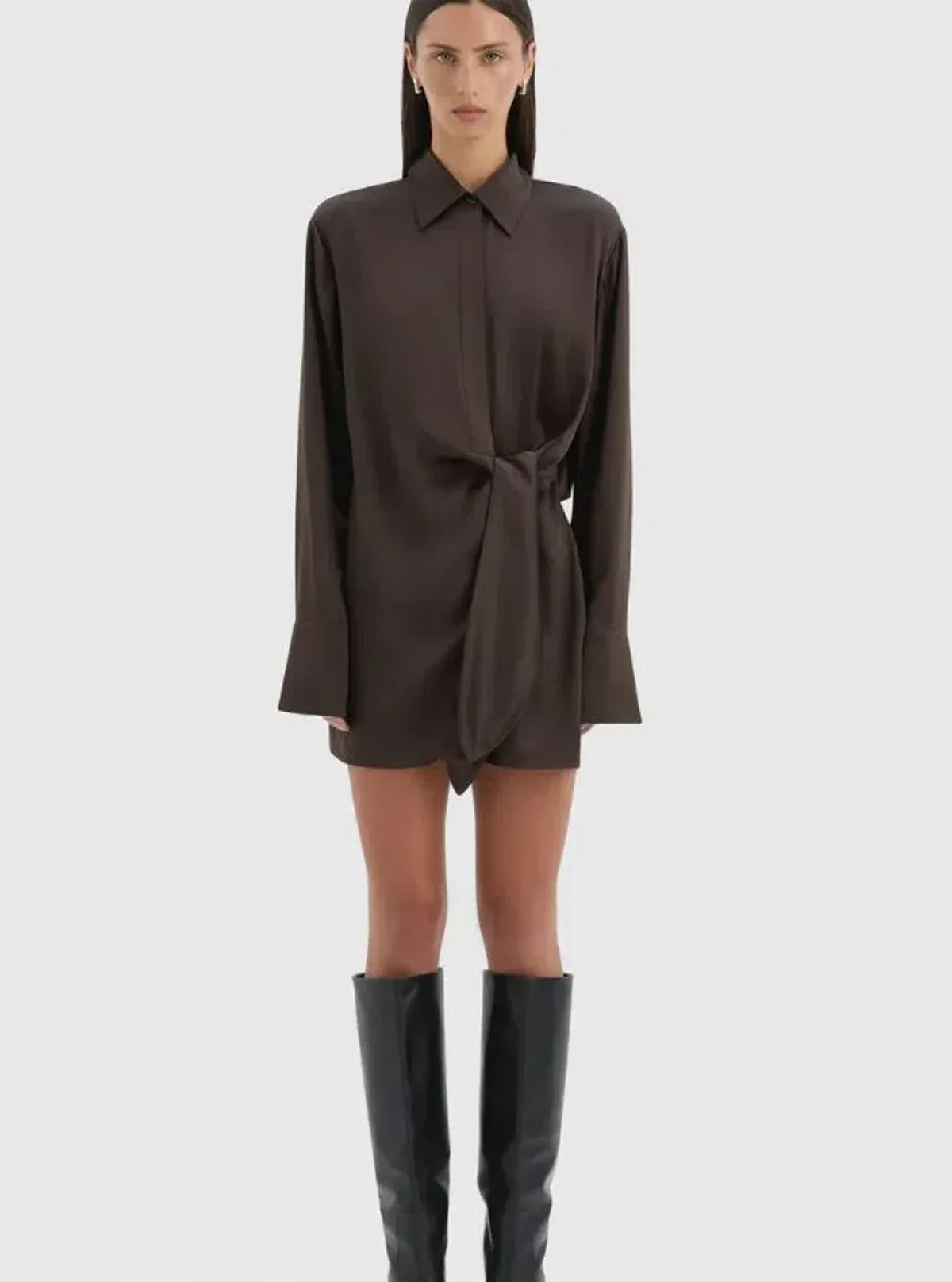 Sir Sorrento Shirtdress in Chocolate Size 1/8 for rent on The Volte - main image
