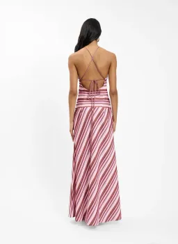 With Harper Lu HALTER MAXI DRESS | MAGENTA STRIPE for rent on The Volte - image 2
