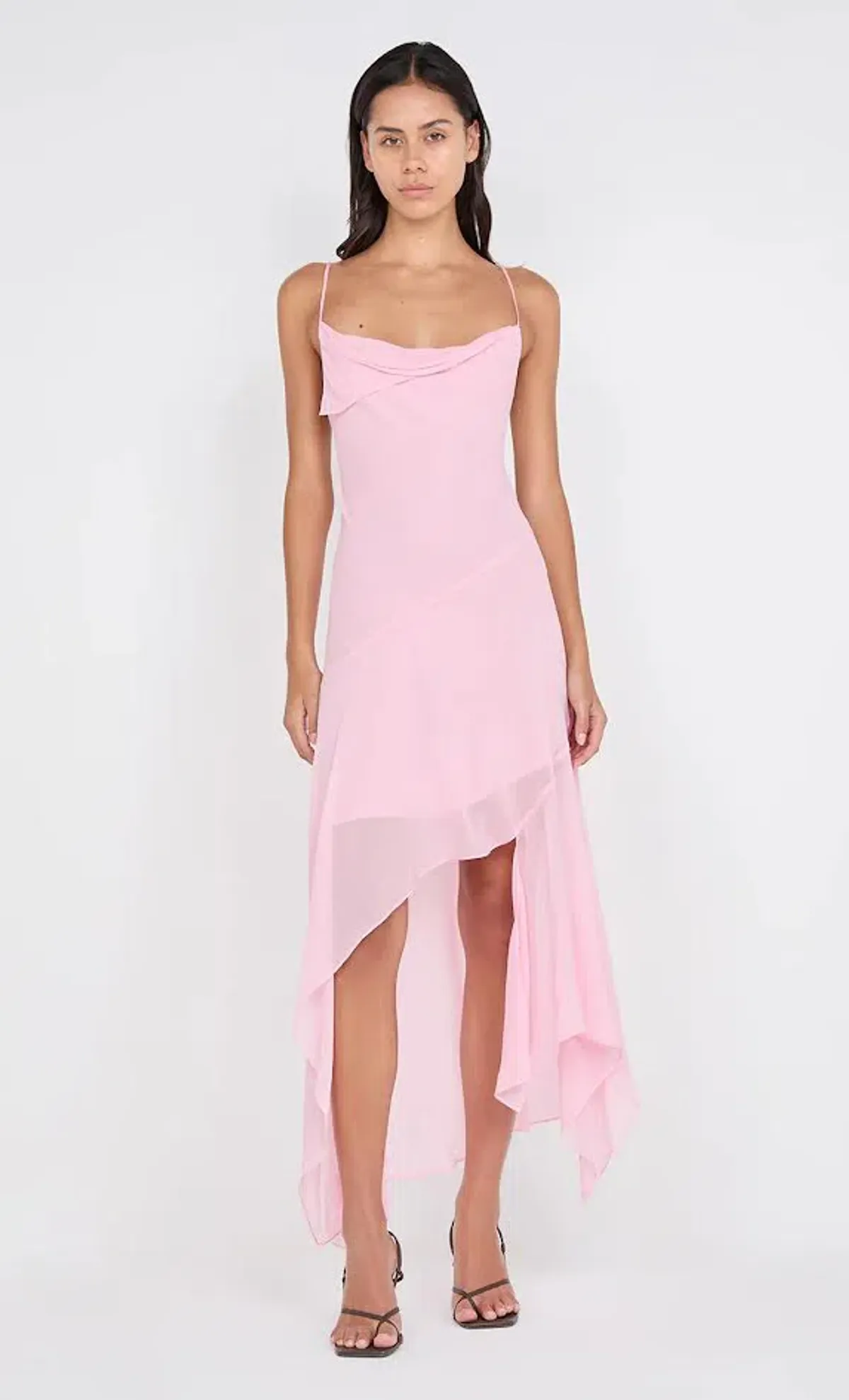 Bec & Bridge Tallis Asymmetric Midi Dress in Powder Pink Size AU10 for rent on The Volte - main image