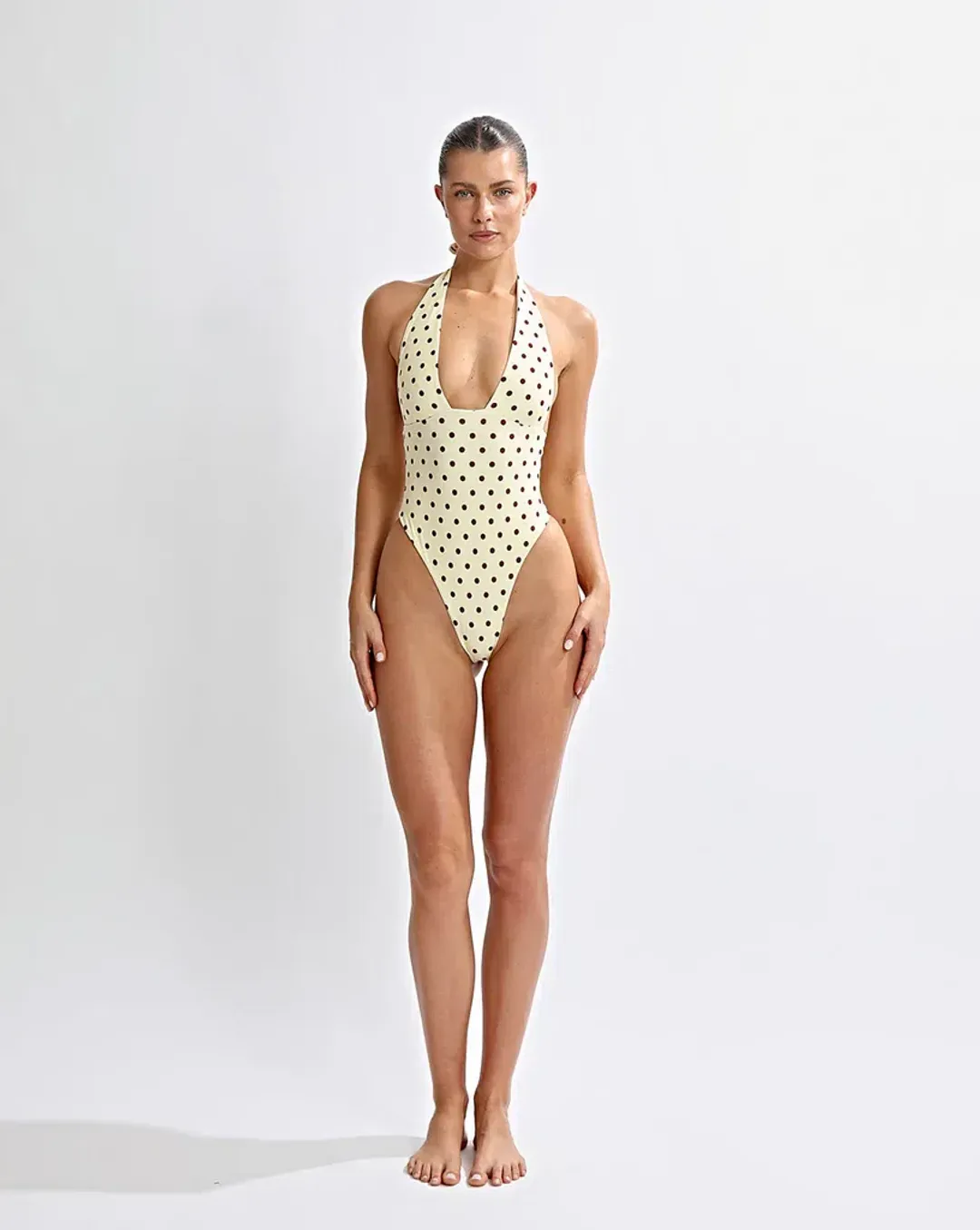 Cabo Halter One Piece Yellow Polka One mile for rent on The Volte - main image