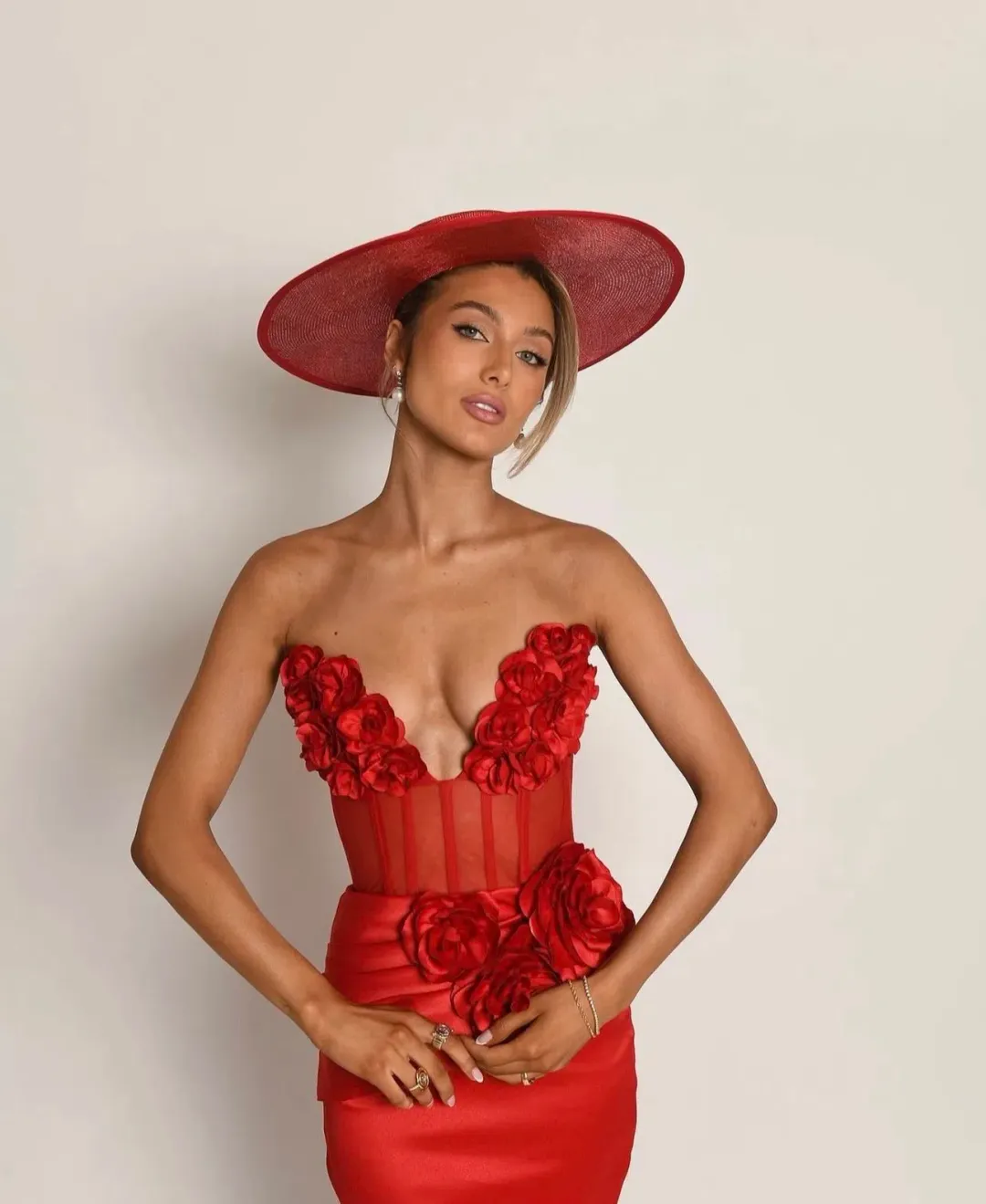 MADOH. Red midi dress for rent on The Volte - main image