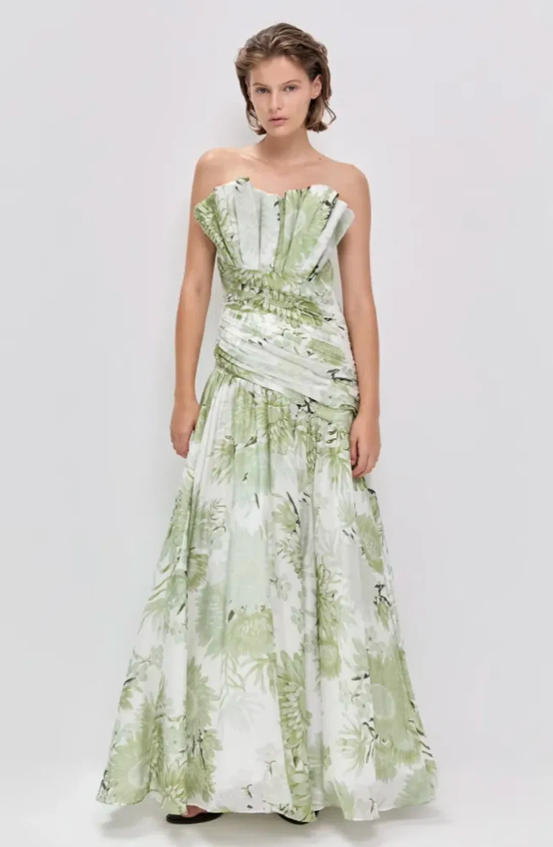 REFLECTOR GOWN | OLIVE NATIVE FLORAL - SIZE 10 for rent on The Volte - main image