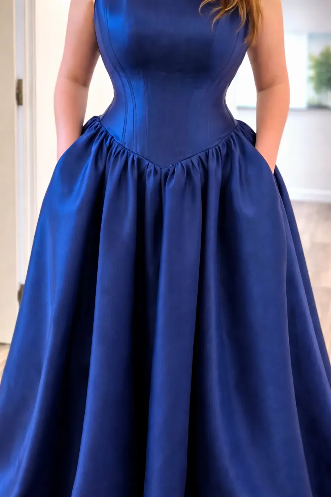 Francesca – Mikado Navy Formal Dress - Size 12 for rent on The Volte - main image