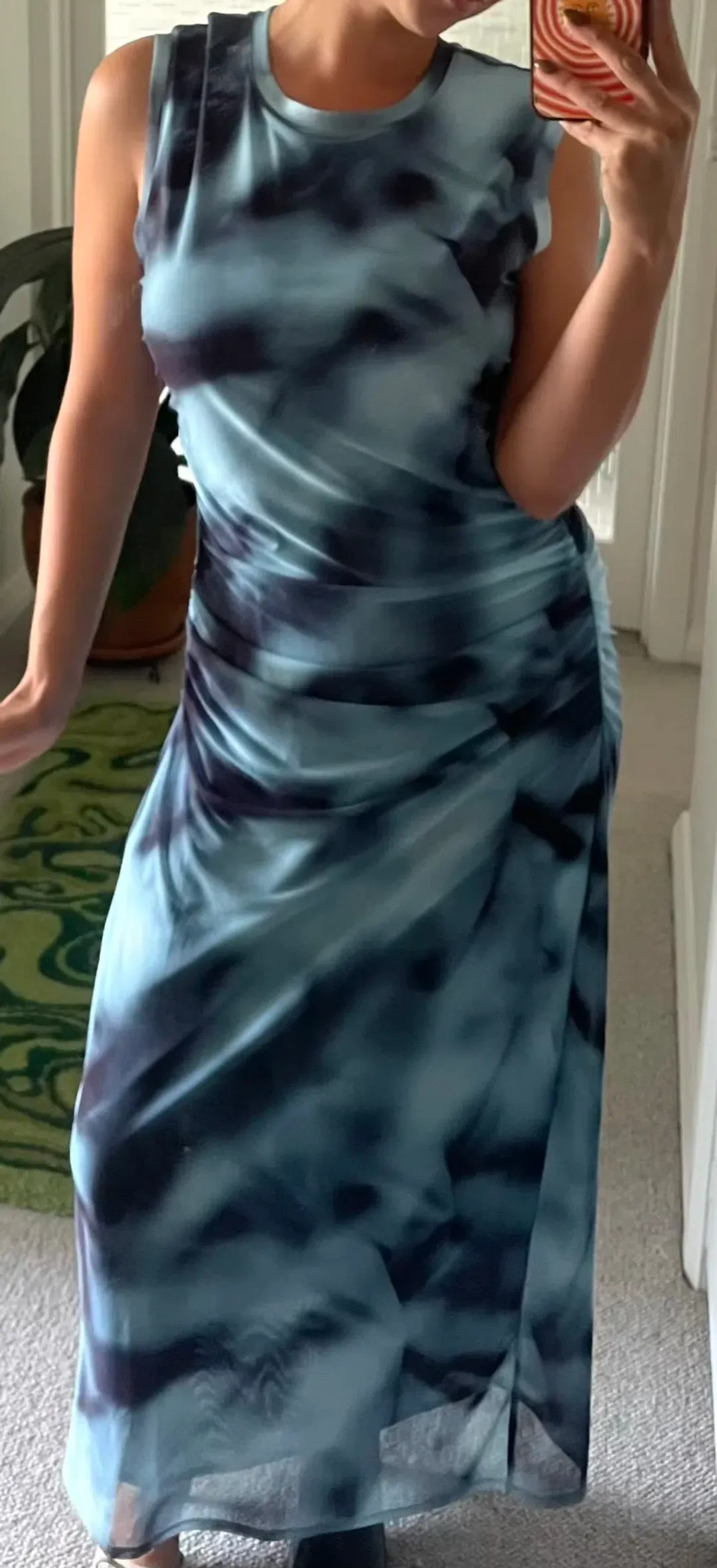 Witchery Mesh Drape Maxi Dress Blue & Black Tie-Dye- Large for rent on The Volte - main image