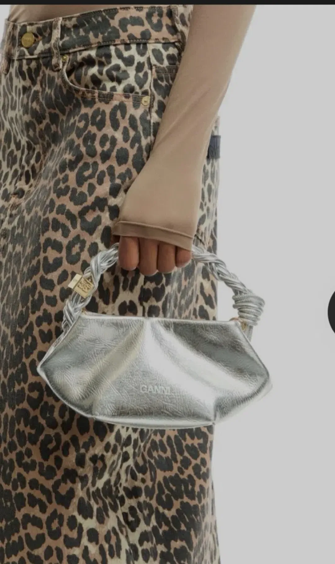 Silver Ganni mini bou bag for rent on The Volte - main image