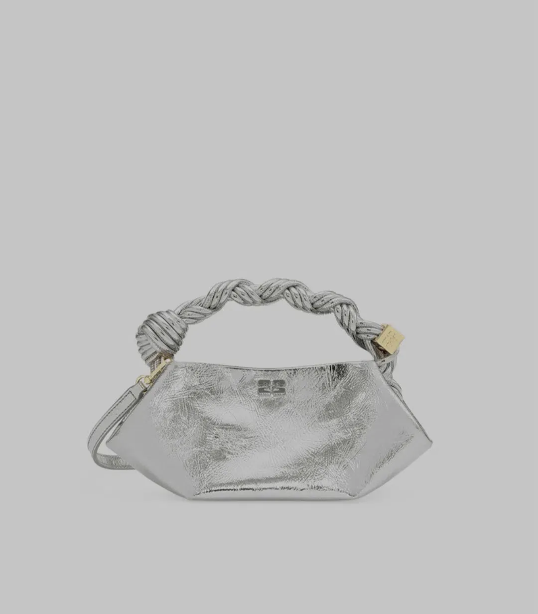 Silver Ganni mini bou bag for rent on The Volte - main image