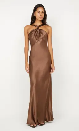 🤎 BEC and BRIDGE Elisia Twist Satin Maxi Dress – Milk Chocolate Brown – Size AU 10 🤎 for rent on The Volte - image 2