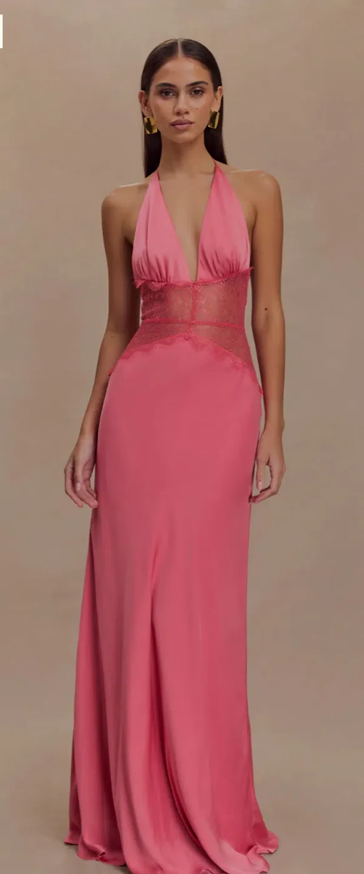 Dinah Lace And Satin Maxi Dress Blush Rose size 6 for rent on The Volte - main image