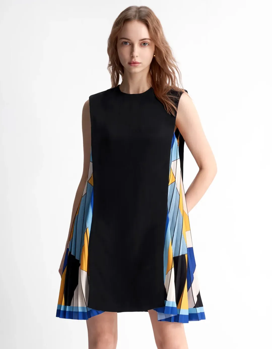 Saturday Club Side Printed Pleated Mini Dress Size 8 for rent on The Volte - main image