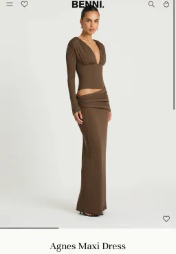 Benni Agnes maxi dress in chocolate  for rent on The Volte - image 2