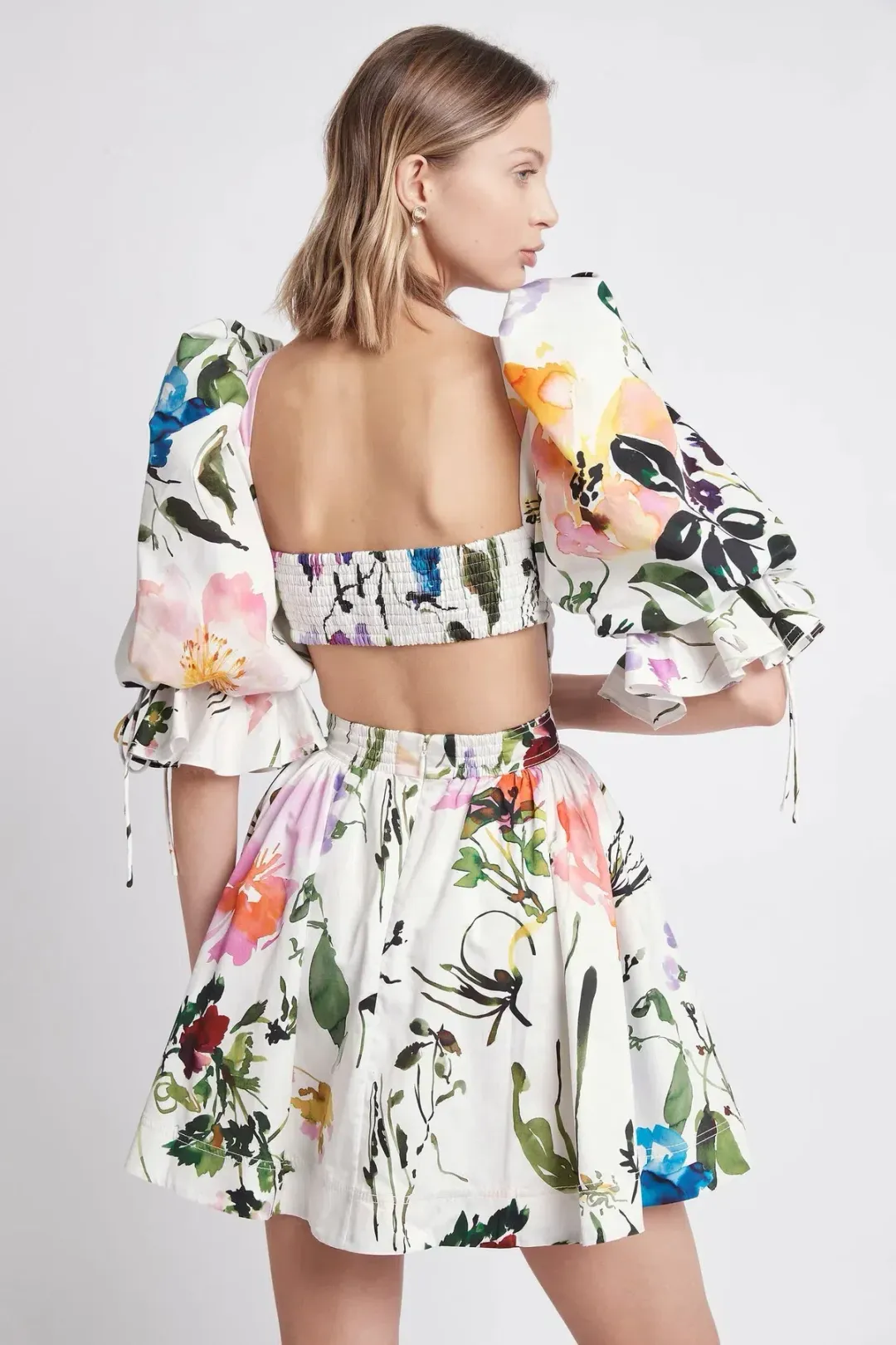 AJE Drift Puff Sleeve Mini Dress Botanic Floral Size 8 for rent on The Volte - main image