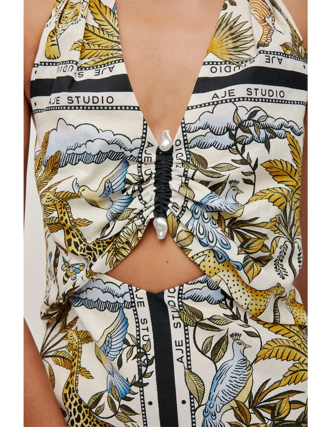 Aje Studio Rio Halter Maxi Dress Print Size 10 for rent on The Volte - main image