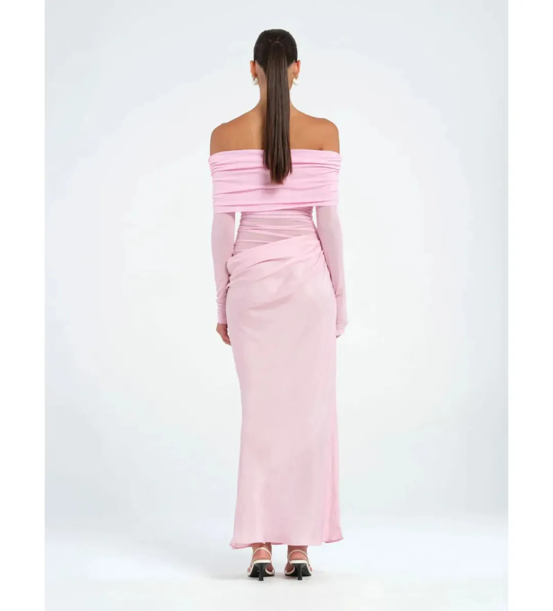 Benni Yasmin Off Shoulder Maxi Dress in Pink Size AU6 for rent on The Volte - main image