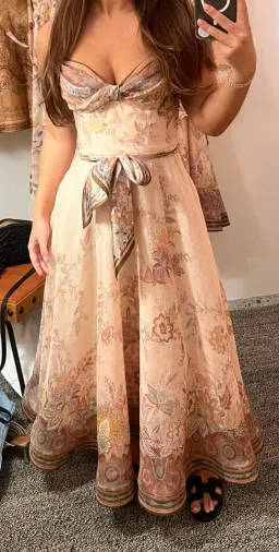 Zimmerman Alchemy Structured Midi Dress - Pink Paisley (Size 1/Size 8-10) for rent on The Volte - image 5