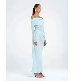 Benni Yasmin Off Shoulder Maxi Dress in Baby Blue Size AU6 for rent on The Volte - image 2
