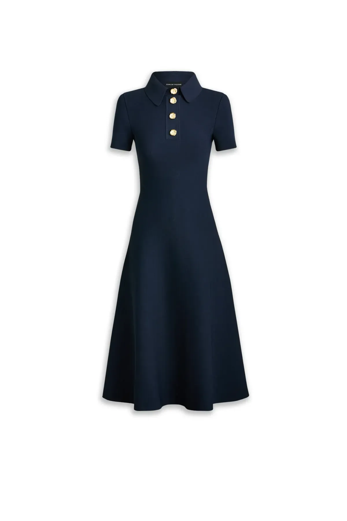 Scanlan Theodore Crepe Knit Poppy Shirt Dress (Navy) - Size XS for rent on The Volte - main image