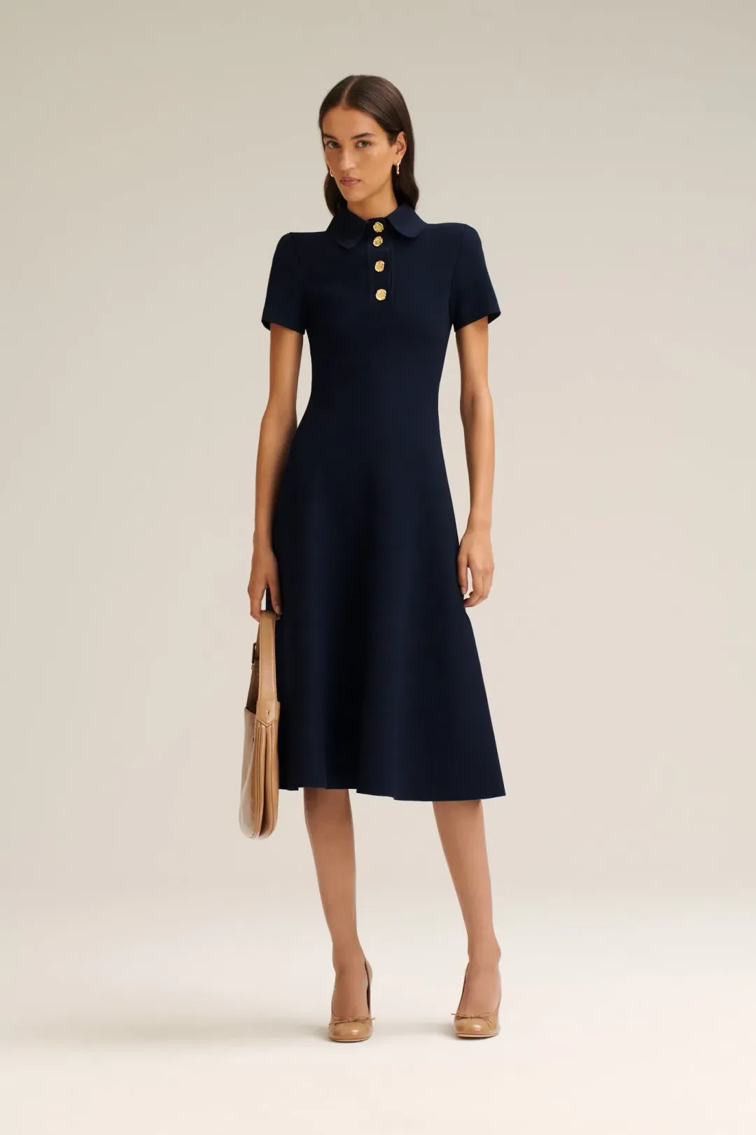 Scanlan Theodore Crepe Knit Poppy Shirt Dress (Navy) - Size XS for rent on The Volte - main image