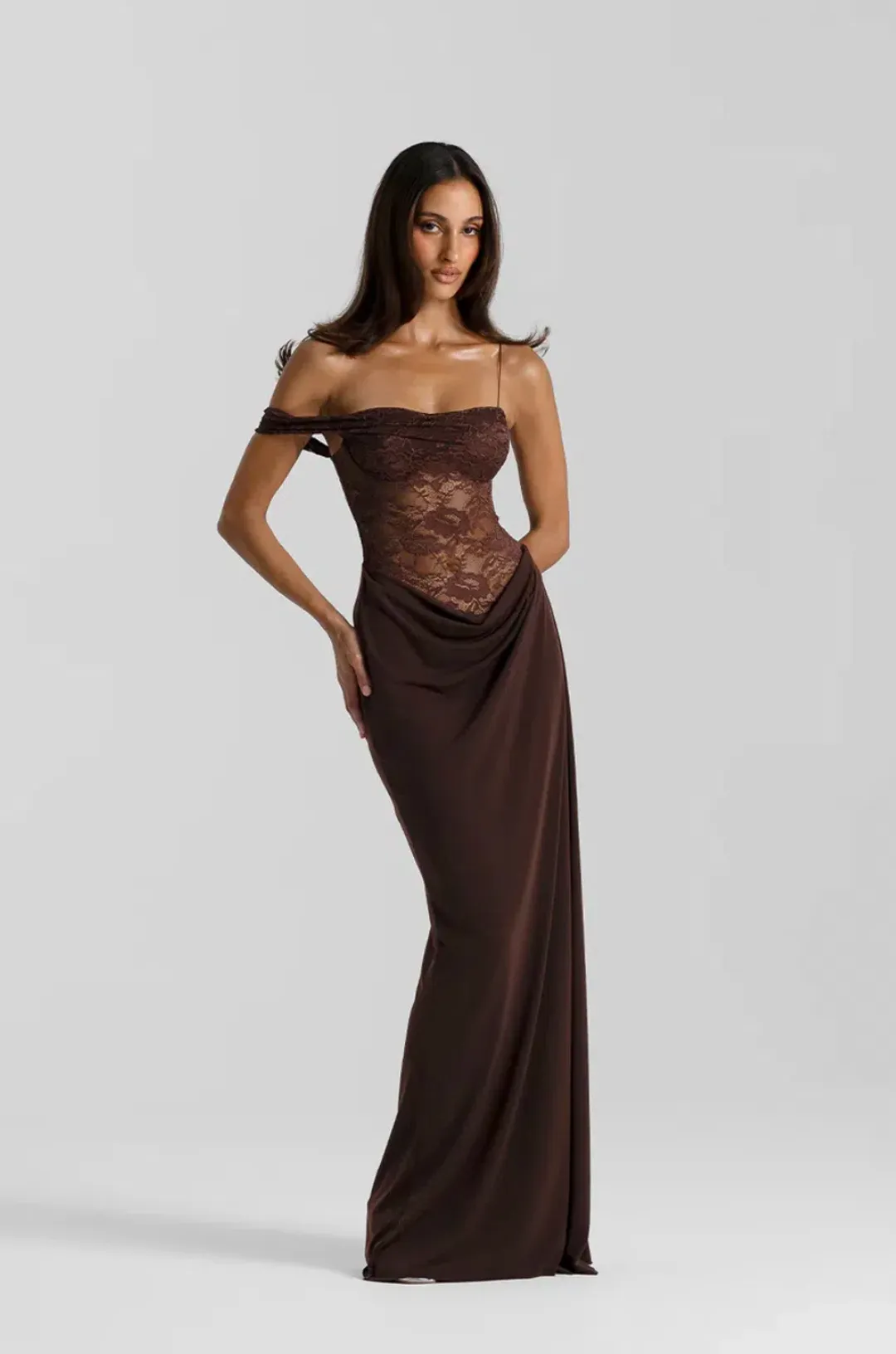 Natalie Rolt Sloane Dress in Espresso Size M for rent on The Volte - main image