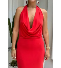 Sneaky Link Saint Plunge Maxi Dress in Red Size L/AU12 for rent on The Volte - image 2