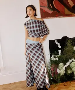 Desi Top and Skirt Set in Haze Check for rent on The Volte - image 3