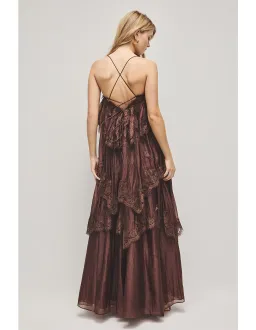 Aje Ophelia Lace Gown in Chocolate Size 8 for rent on The Volte - image 2