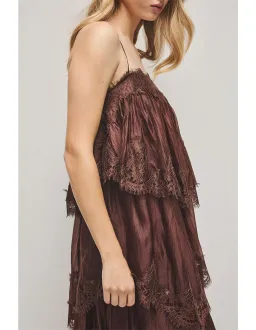 Aje Ophelia Lace Gown in Chocolate Size 8 for rent on The Volte - image 3