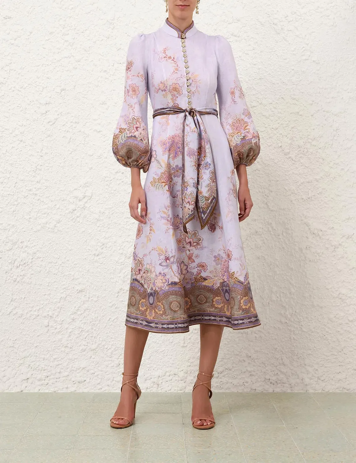 Zimmerman Luna Button Midi Dress - Blue Paisley (Size 1/Size 8-10) for rent on The Volte - main image